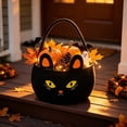 thumbnail image 2 of Sahpxhe Halloween Baskets Cute Cat Cotton Rope Woven Candy Basket,Handheld Storage Bucket Gift Basket for Trick or Treat,Halloween Party,6.69x5.11in Yellow, 2 of 7