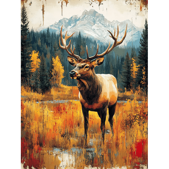 Majestic Elk Canvas Wall Art， Suitable for Living Room， Dining Room， and Gallery Wall Decor.