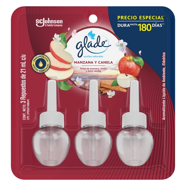 Repuesto de aromatizante ambiental Glade Aceites Naturales eléctrico manzana y canela 3 pzas