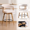 thumbnail image 6 of Joyyskill Swivel Bar Stools Set of 6, 26” Wood Counter Height Barstools with Curved Back, Mid Century Modern Boucle Upholstered Bar Chairs, Natural Oak/White, 6 of 6