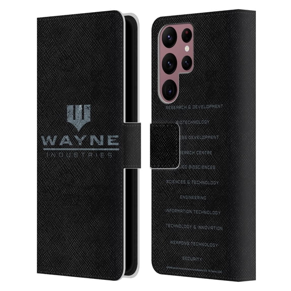 Head Case Designs Officially Licensed Batman DC Comics Duality Wayne Industries Logo Leather Book Wallet Case Cover Compatible with Samsung Galaxy S22 Ultra 5G