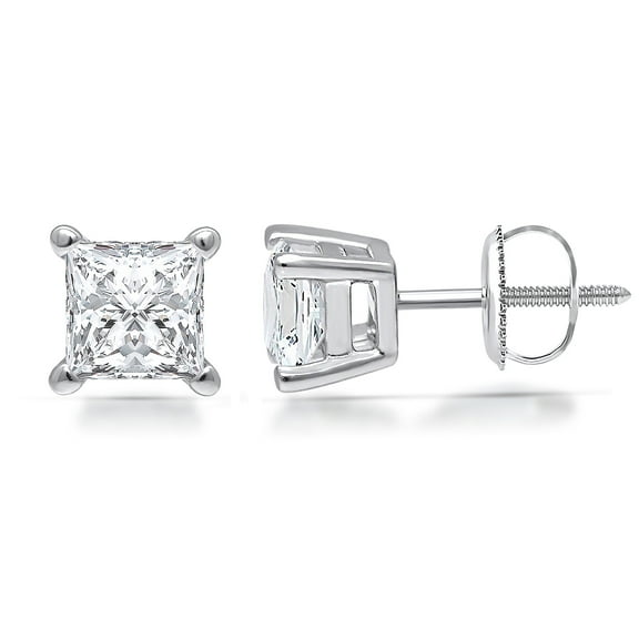14KT 3CTTW Princess Stud Earrings