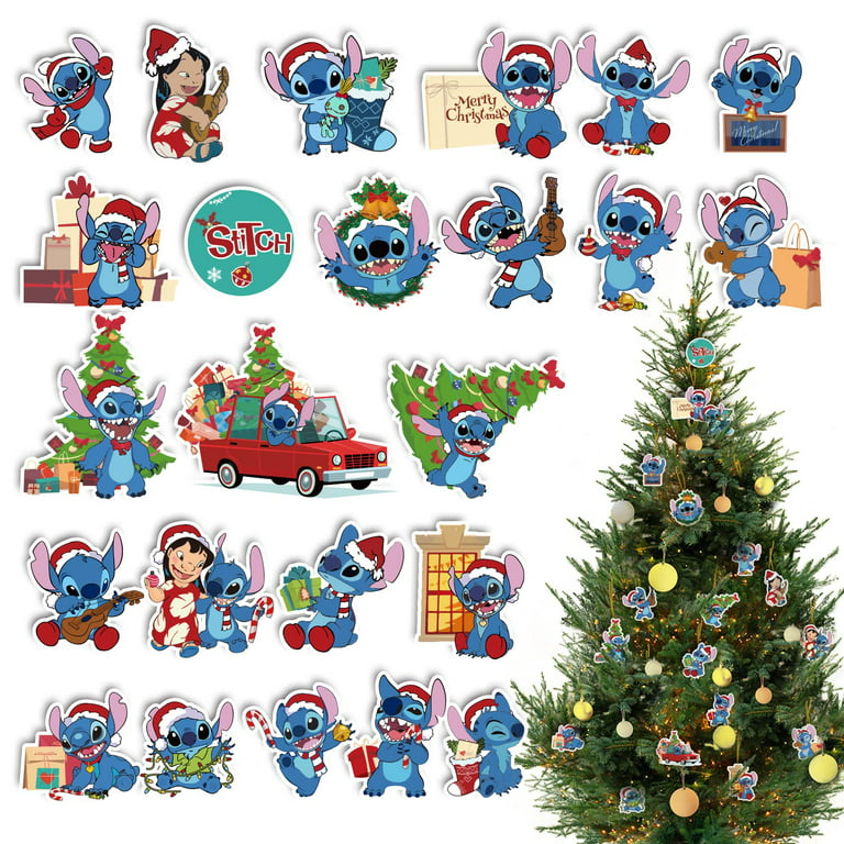 24Pcs Christmas Tree Ornaments 2022 - Christmas Tree Decorations Set of  Stitch, Blue Christmas Ornaments Set 2022, Double-Side Printed Stitch  Hanging Ornaments Christmas Decorations for Tree Fireplace 