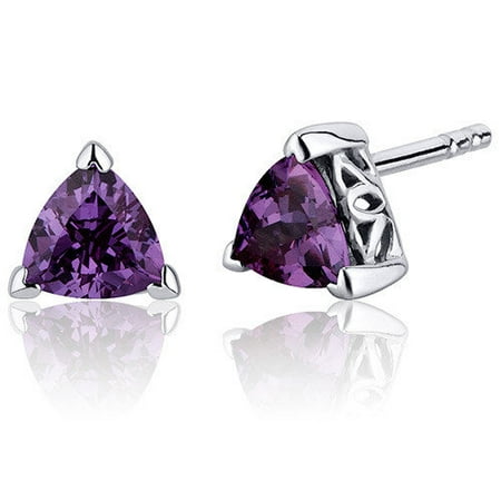Oravo 2.00 Carats Alexandrite Trillion Cut V Prong Stud Earrings in Sterling Silver