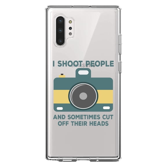 DistinctInk Clear Shockproof Hybrid Case for Galaxy Note 10 PLUS (6.8" Screen) - TPU Bumper Acrylic Back Tempered Glass Screen Protector - I Shoot People - Photography