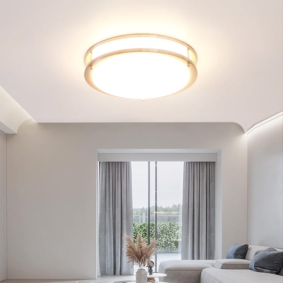 Lucere 12" LED Ceiling Light, Dimmable Flush Mount. 3000K Warm White, Brushed Nickel