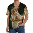 thumbnail image 1 of Fotbe Squirrels Eating Peanuts On The Tree Camisa Estampada de Manga Corta para Hombre, Casual de Verano, Estilo Playero, Sin Arrugas-Medium, 1 of 5