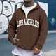 thumbnail image 1 of MHFRRA Sudadera con Capucha y Cremallera de Un Cuarto con Estampado de Letras, Suave y Cómoda, para Uso Informal, Sudadera Deportiva Ligera Café, 1 of 3