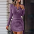 thumbnail image 2 of IROINNID Cocktail Dress for Women Wedding Guests Dresses for Women Solid Color Long Sleeve Lace Drawstring Dresses,Purple, 2 of 7