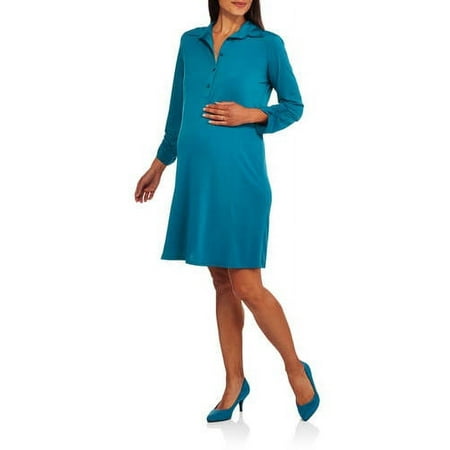 Glamour & Co Maternity Henley Dress with Roll Sleeve