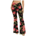 thumbnail image 2 of EQWLJWE Pantalon Évasé Boho à Fleurs pour Femme, Taille Haute Élastique, Tenue de Boîte de Nuit pour Sorties Nocturnes, Extensible et Doux, 2 of 6