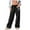 Black, variant on IWRICH Casual Pants for Women Wide Leg Elastic Waist Drawstring Trousers Workout Joggers Pants with Pockets White XL
