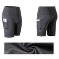 thumbnail image 4 of Gibobby Short Deportivo Pantalones cortos de yoga de entrenamiento sólido de cintura alta para mujer con 2 bolsillos ocultos Pantalones cortos ajustados(Gris, M), 4 of 5