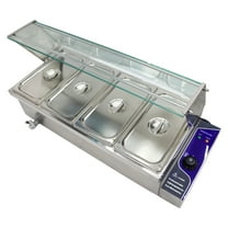 TECHTONGDA Commercial Food Warmer Stainless Steel Bain Marie Buffet Countertop 4-Pot Electric Steam Table 6"Deep
