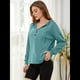 thumbnail image 4 of Sudadera con Capucha para Mujer, Cuello Abotonado, Cordón Ajustable, Sudadera Informal de Larga, Camisetas. Azul y Verde XXL, 4 of 10