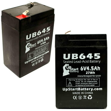 2x Pack - Compatible CSB/Prism GH640 Battery - Replacement UB645 Universal Sealed Lead Acid Battery (6V, 4.5Ah, 4500mAh, F1 Terminal, AGM, SLA) - Includes 4 F1 to F2 Terminal Adapters