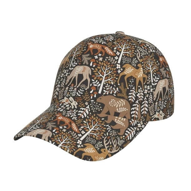 Fotbe Moose fox bear leaf tree Gorro Clásico de Béisbol, Gorra Ajustable con Broche Snapback, Gorro de Exterior de Algodón Suave