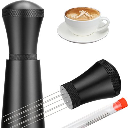 black Espresso Distribution Tool Espresso Stirrer Tools for Barista, 0.35mm 7 Needles Espresso Coffee Stirrer