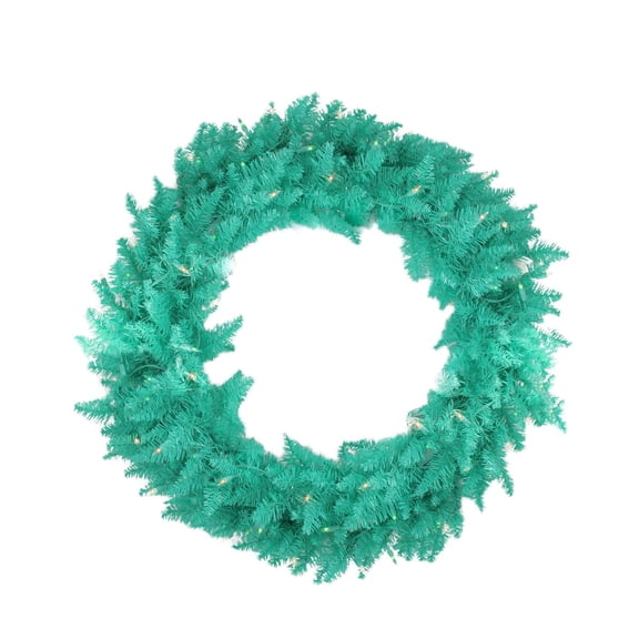 48" Pre-Lit Seafoam Ashley Spruce Christmas Wreath - Clear & Green Lights