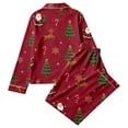 thumbnail image 5 of Womens Christmas Pajama Set Long Sleeve Collared Sleep Shirt and Lounge Pants Festive Holiday Loungewear Outfit for Home, 5 of 5