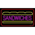 thumbnail image 1 of Sandwiches with Red Border LED Neon Sign 20 x 37 - inches, Black Square Cut Acrylic Backing, with Dimmer - Bright and Premium built indoor LED Neon Sign for restaurant window and interior decor., 1 of 7