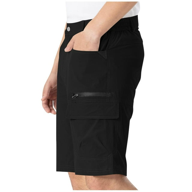 FRSASU Short de Golf pour Hommes, Shorts Cargo de Randonnée avec Bouton, Fermeture Éclair et 3 Poches, Séchage Rapide, Décontracté, Extensible, Short de Golf de Travail, Extérieur, Été, Noir