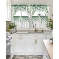 thumbnail image 5 of Green Eucalyptus Leaf Kitchen Curtains Sets 24 Inch Length with Valance, Spring Natural Botanical Vines Swag Valances and Tiers Curtain Set Drapes Swag Curtains for Living Room, Bathroom, Bedroom, 5 of 6