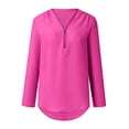 thumbnail image 3 of WTXUE Blouses for Women Button Women LadiesLoose Shirt Chiffon Zipper s Plus Size Tops Long Sleeve Plus Size Tops for Women, Hot Pink 5X-Large, 3 of 8