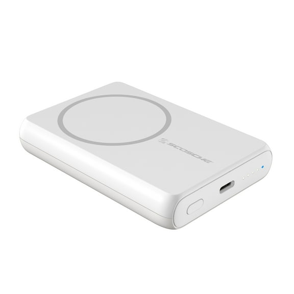 Scosche PBQ5MSWT-SP GoBat Qi Wireless Charging 5,000 Mah Power Bank with USB-C Port, White