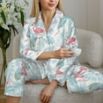 thumbnail image 6 of Fuzoiu Tropical Flamingo Print Women's Long-Sleeved Pajama,Lounge Button Down Nightwear,Womens Notch Collar Pajama Set-Medium, 6 of 7