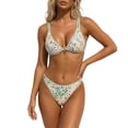 thumbnail image 2 of Conairie Bikini Sets For Womens High Waisted Swimsuit Two Piece Loose Stretch V Neck Twist Front Bathing Suit Floral Print Summer Beach Lightweight Swimwear Light Green S, 2 of 7
