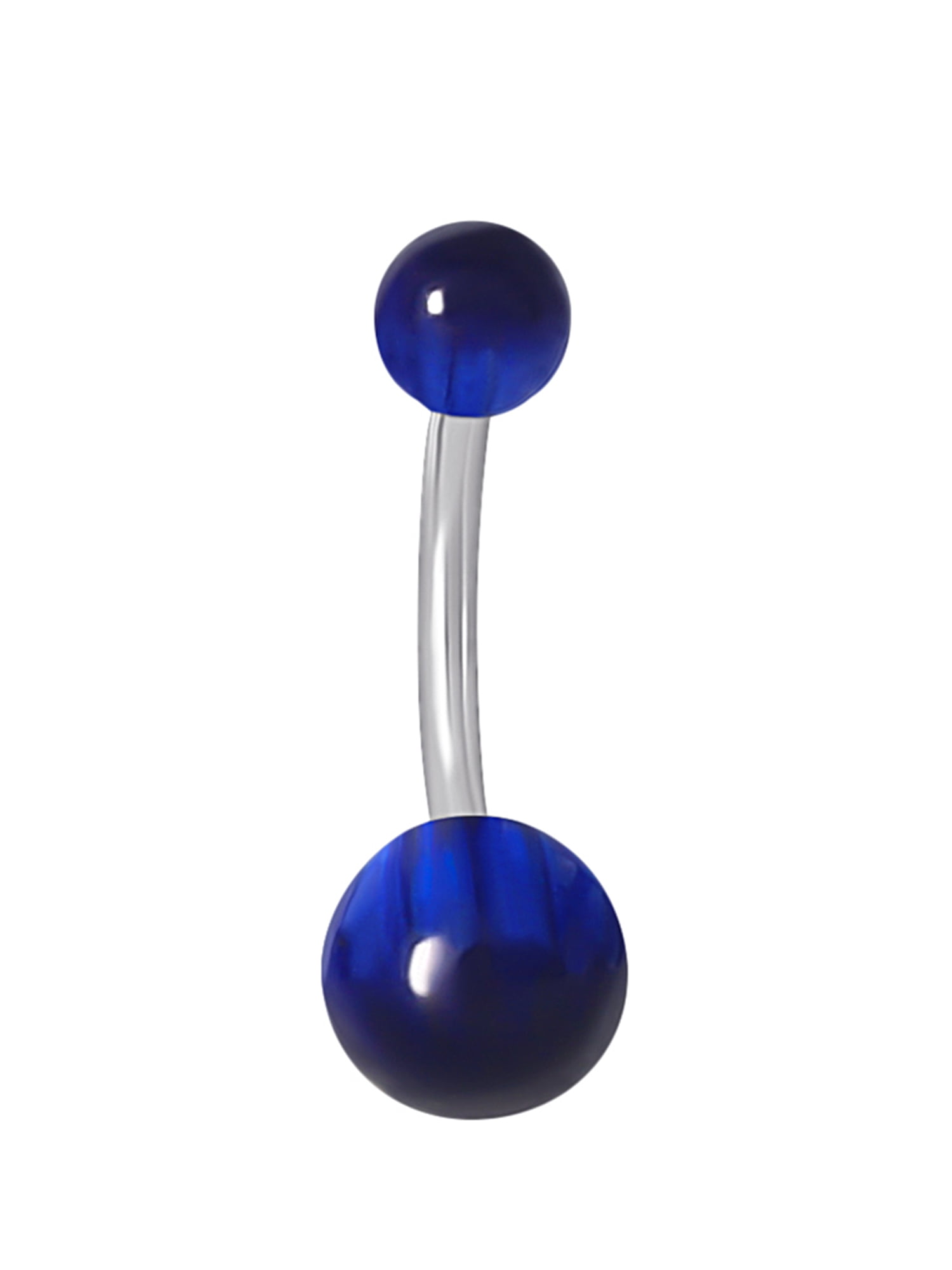 Women's Stainless Steel Belly Ring Set with Blue Eye Accents, 14 Gauge, 5-Pack
