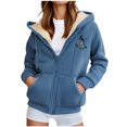 thumbnail image 6 of GaThRRgYP Women's Cozy Winter Coat,Women's Fashionable Printed Fleece Hooded Sweatshirt Jacket Blue XXL, 6 of 8