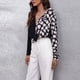 thumbnail image 3 of Blusa a cuadros para mujer, manga larga, cuello vuelto, botón, moda, elegante, informal, camisa a cuadros tipo BS, 3 of 7