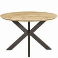 thumbnail image 2 of LeisureMod Ravenna 47" Round Dining Table, Natural Wood Top with Black X-Shaped Metal Base, Modern Kitchen or Dining Room Furniture for 2–4 People, Natural Wood, 2 of 4