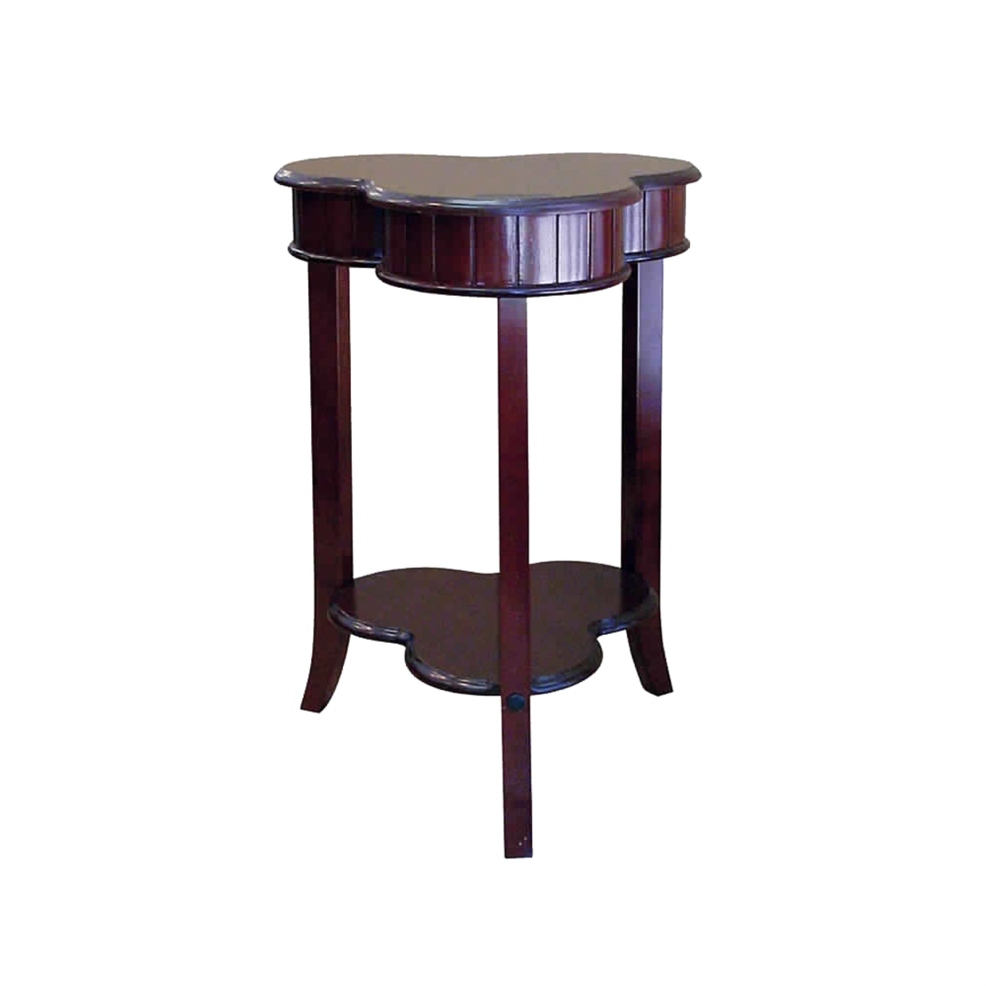 Clover Shaped Wooden End Table with Flared Legs, Cherry Brown Walmart