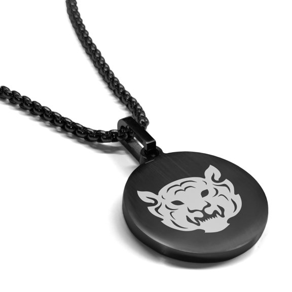 Stainless Steel Year of the Tiger Zodiac Round Medallion Pendant Necklace