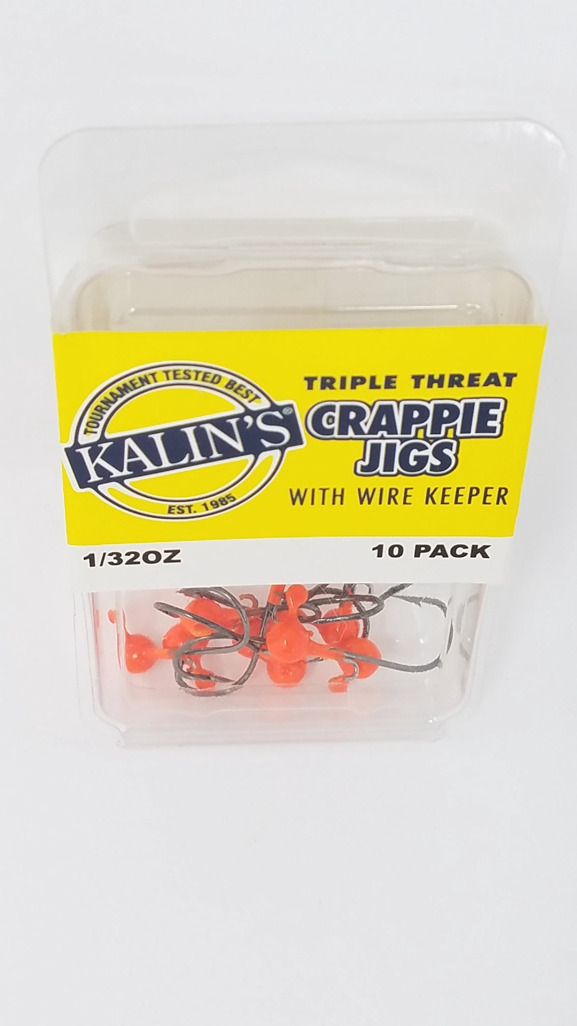 Kalins Freshwater Triple Threat Soft Plastics Fishing Jig , Orange, 1/32 oz., 10ct, Lake