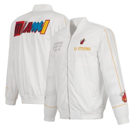 Men s JH Design White Miami Heat 2022/23 City Edition Full-Zip Nylon Bomber Jacket