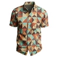 thumbnail image 3 of Ceisia Men's Loose Fit Short Sleeve Button-Down Shirts - Geometric Triangle Patchwork Print Multicolor XXXL Gifts, 3 of 5