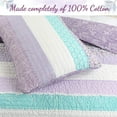 thumbnail image 2 of Purple Cosmos Spring Floral Stripe Garden Lavender Teal & White Ruffle Cotton Twin Reversible Quilt Bedding Set, 2 of 6