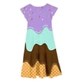 thumbnail image 5 of Gunia Summer Dresses For Girls Sleeveless Casual Party Wear Ice Cream Print Tiered With Flutter Sleeves Kids Comfortable Elastic Waist Sundress For Holiday Beach Purple 6-15 Years, 5 of 6