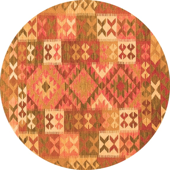 Ahgly Company Indoor Round Southwestern Orange Country Area Rugs, 6' Round