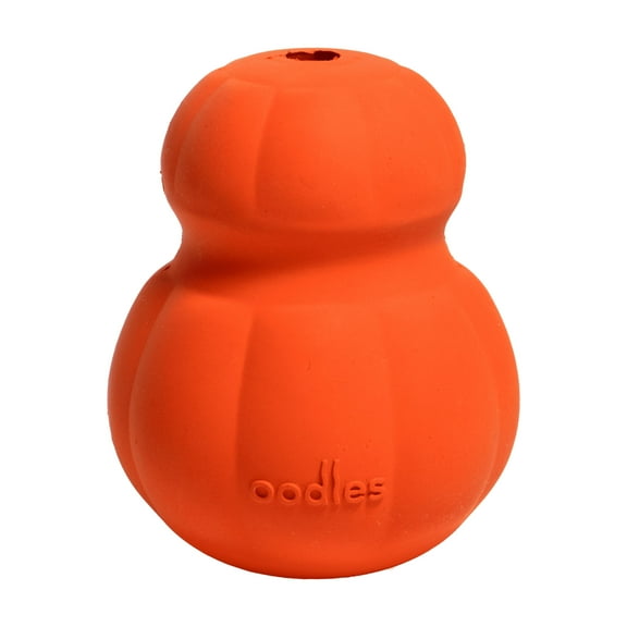 Oodles Durable Rubber Orange Fillable Interactive Dog Treater, Medium