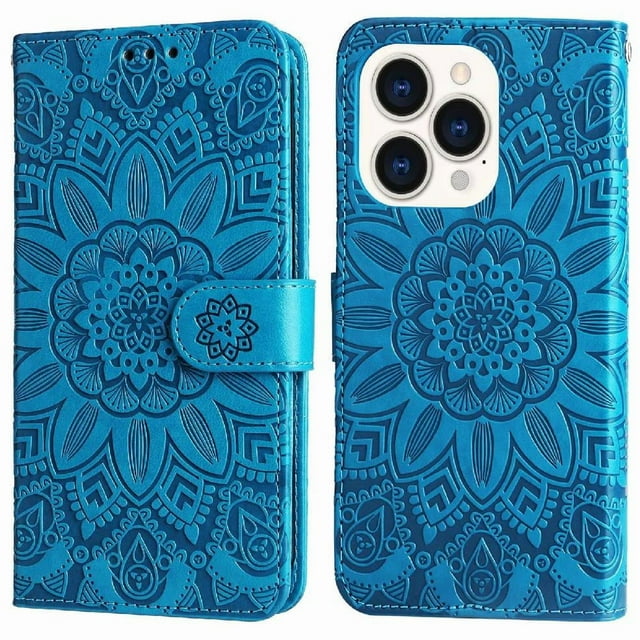 Funda tipo cartera GANGXUN para iPhone 14 Pro , diseño girasol, cuero PU, soporte, cierre magnético, tarjetero