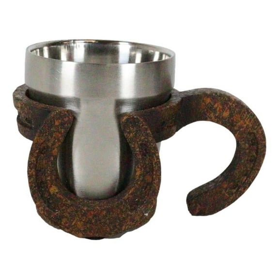 Rustic Western Cowboy Rust Finished Lucky Horseshoes Standard Coffee Mug 8oz