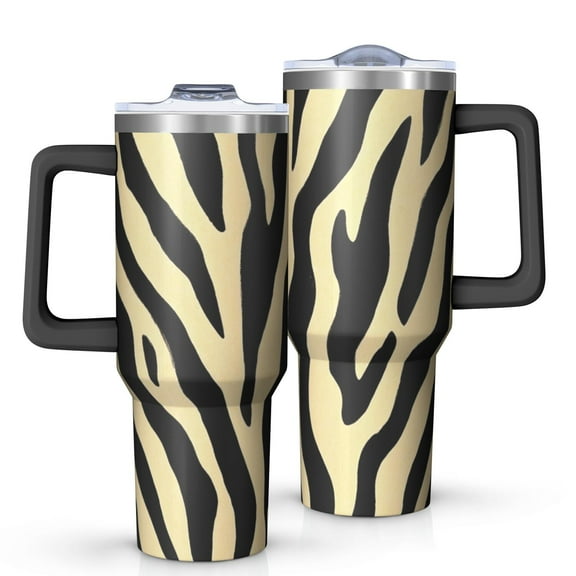 OBREWU Zebra Pattern Tumbler with Handle and Lid,Zebra Pattern 40oz Double Wall Vacuum Insulated Tumbler,Cups Gift for Women and Men