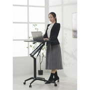 ApexDesk 28 Metal and Wood Mobile Pneumatic Laptop Rolling Desk in Black