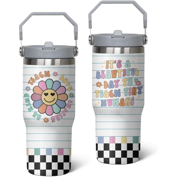 Teacher Tumbler Teacher Gifts for Women - Birthday, Appreciation Week, Teacher Day, Back to School Gifts for Teacher, 30oz Teacher Appreciation Tumbler with Handle and Flip Straw