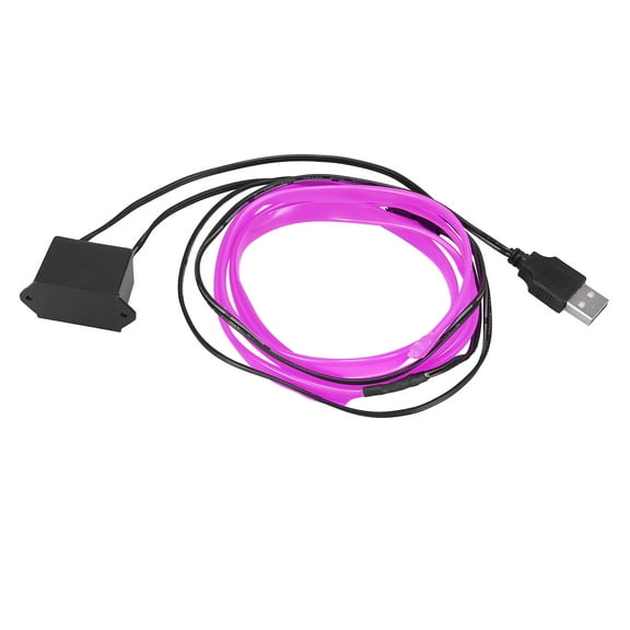 1 Meter/3ft Interior USB Neon EL Wire String Strip Purple Cold Light Glow String Strip Set for Car
